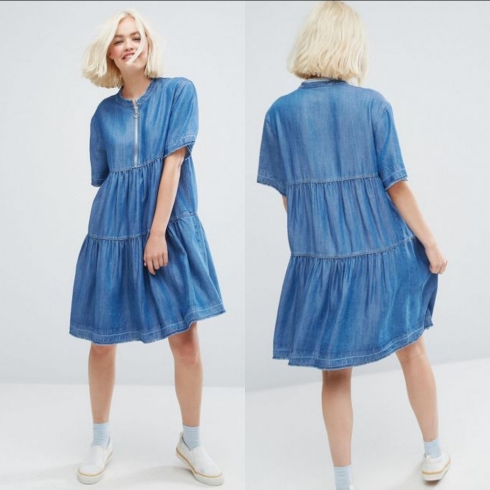 PAUL & JOE SISTER Denim Smocked Dress XS.